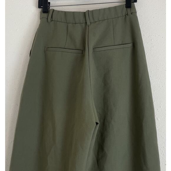 Abercrombie & Fitch Sloan Tailored Wide Leg Pants Trousers Olive Curve Love 27/4 - Picture 7 of 13